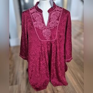 NWT April Cornell Jacquard Court Tunic With Overlayed Embroidery Size L